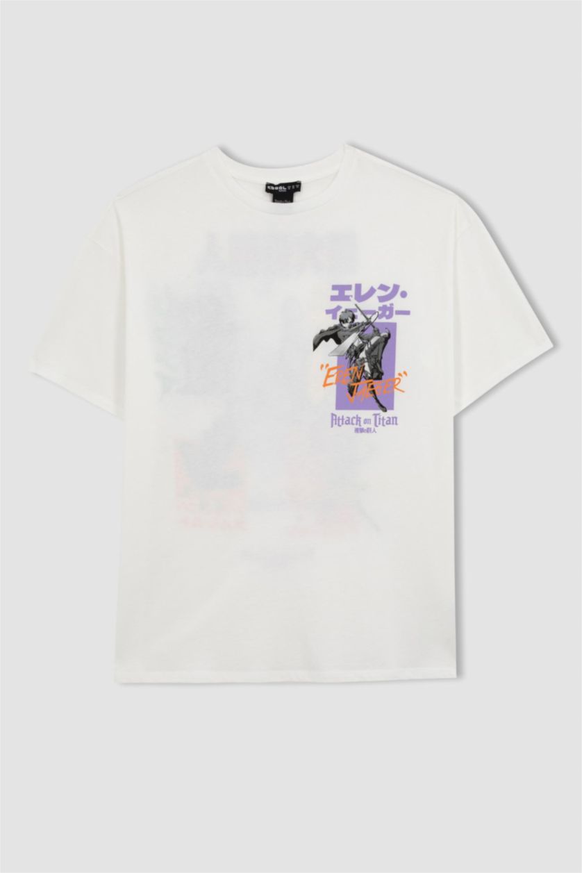 WOMAN White Oversize Fit Printed Short Sleeve T-Shirt