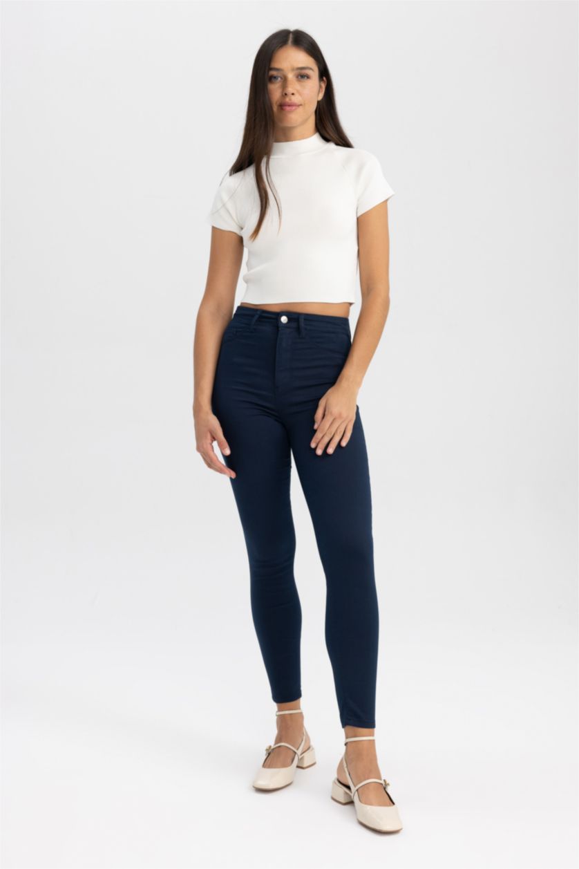 WOMAN NAVY Skinny Fit High Waist Narrow Leg Long Length Jeans