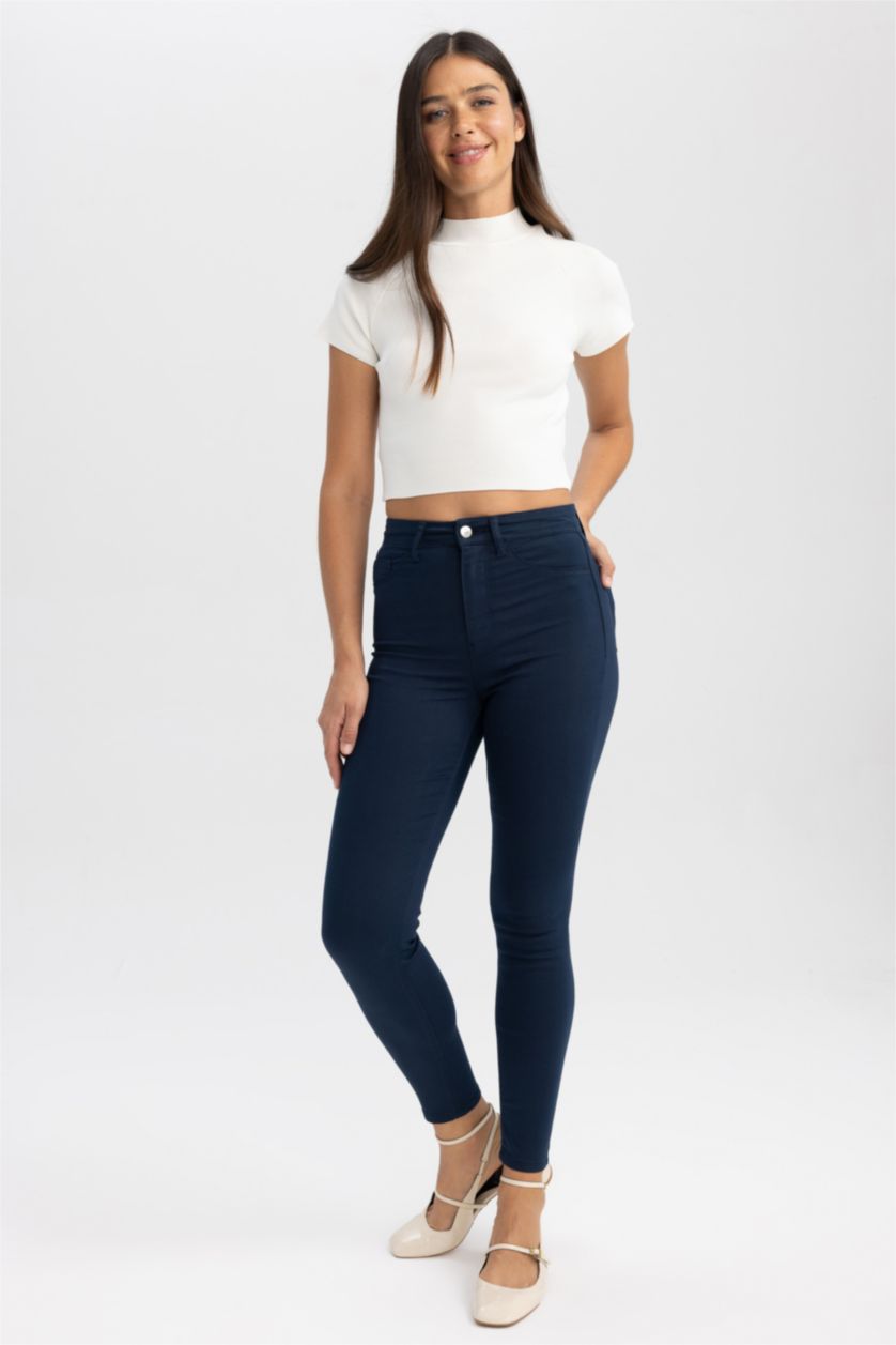 WOMAN NAVY Skinny Fit High Waist Narrow Leg Long Length Jeans