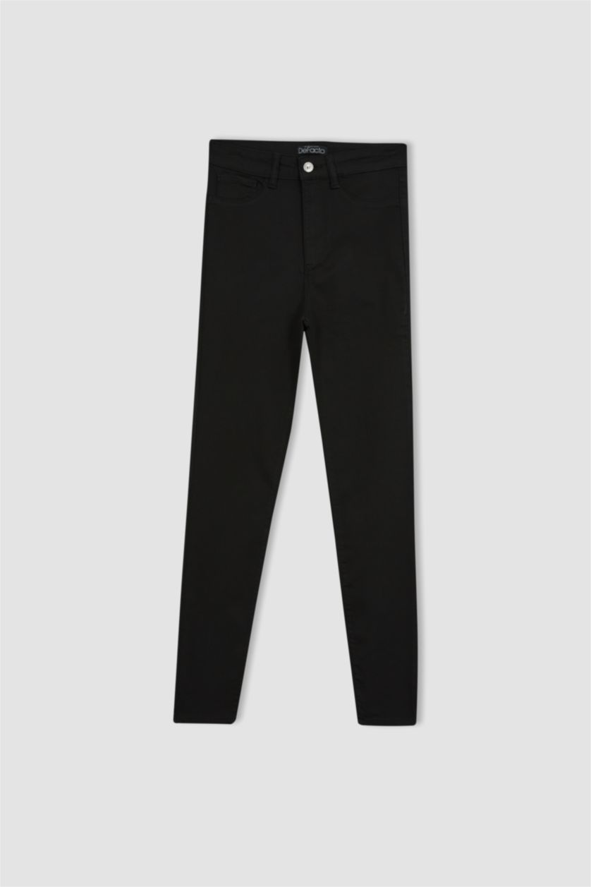 Kadın Siyah Süper Skinny Jegging Yüksek Bel Dar Paça Bilek Boy Jean Pantolon