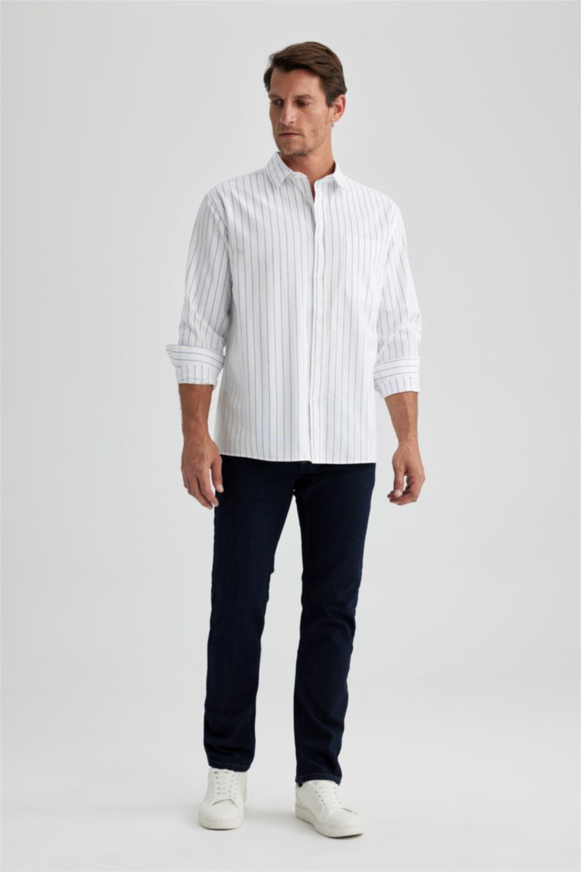 HOMME Marin Chemise Coupe Relaxant À Manches Longues