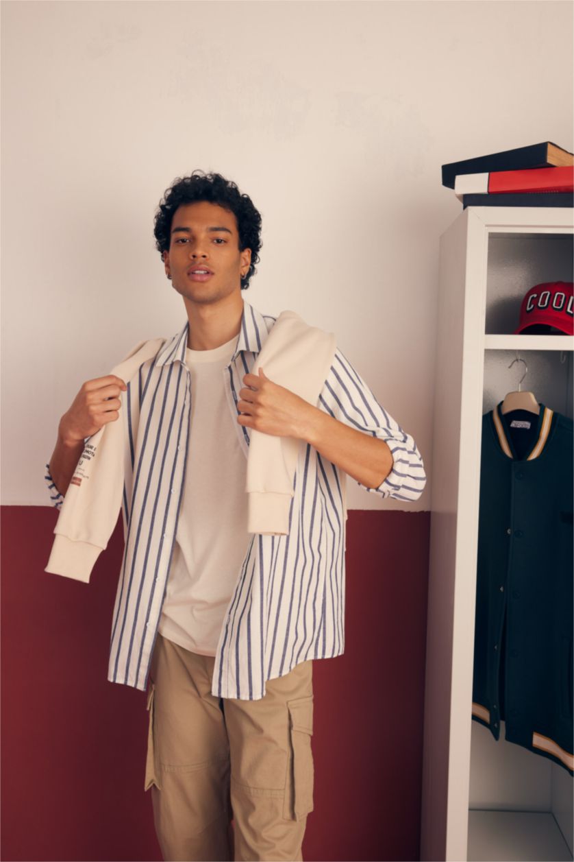 HOMME Marin Chemise Coupe Relaxant À Manches Longues