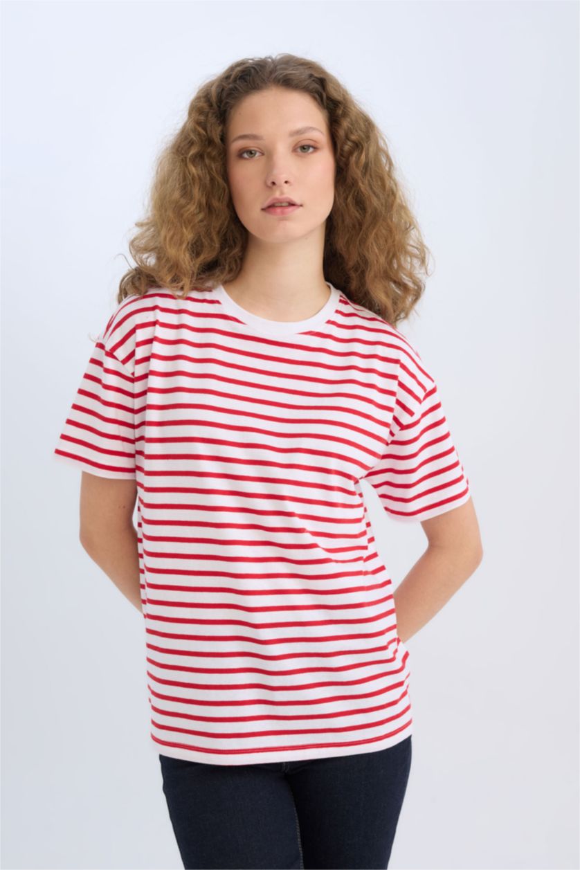 FEMME Rouge T-shirt oversize à col rond