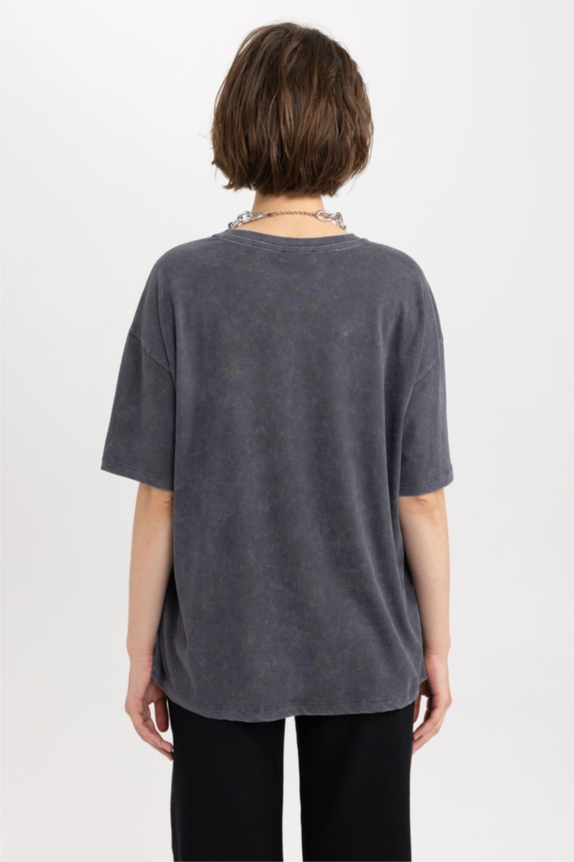 Женщины Антрацит Футболка оверсайз Rolling Stones из 100% хлопка