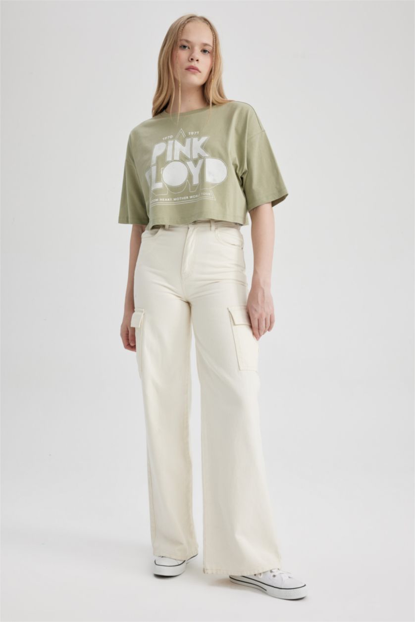 نساء كاكي فاتح Oversize Fit Short Sleeve T-Shirt