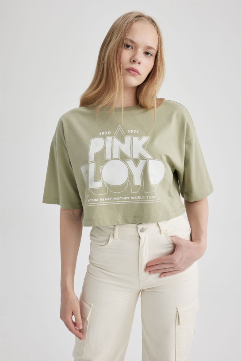 نساء كاكي فاتح Oversize Fit Short Sleeve T-Shirt