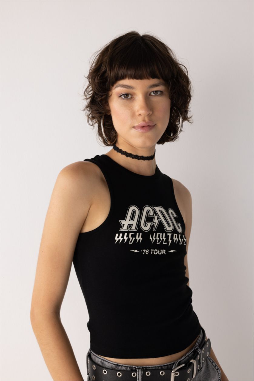 Жіночий Чорний Майка приталеного крою Nirvana з принтом Rıb для жінок