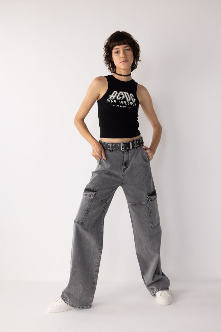 Жіночий Чорний Майка приталеного крою Nirvana з принтом Rıb для жінок