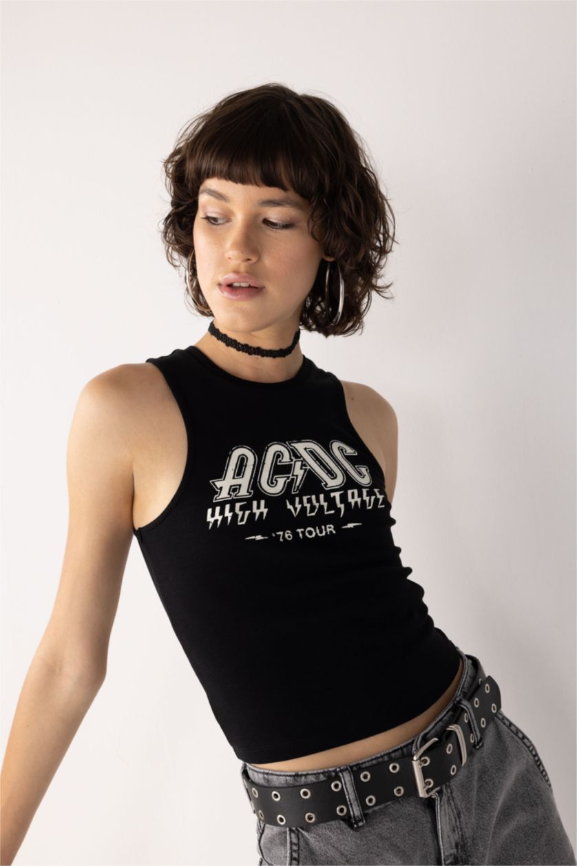 Жіночий Чорний Майка приталеного крою Nirvana з принтом Rıb для жінок