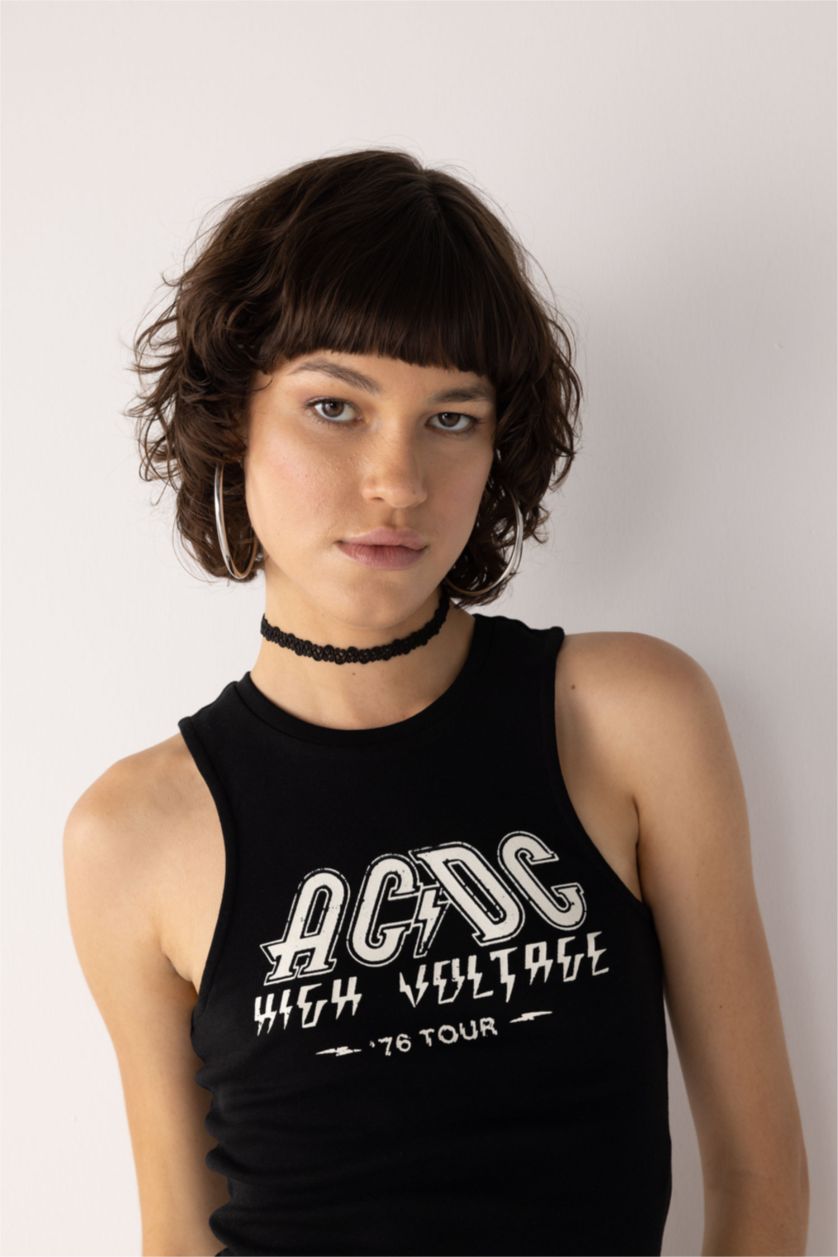 Жіночий Чорний Майка приталеного крою Nirvana з принтом Rıb для жінок