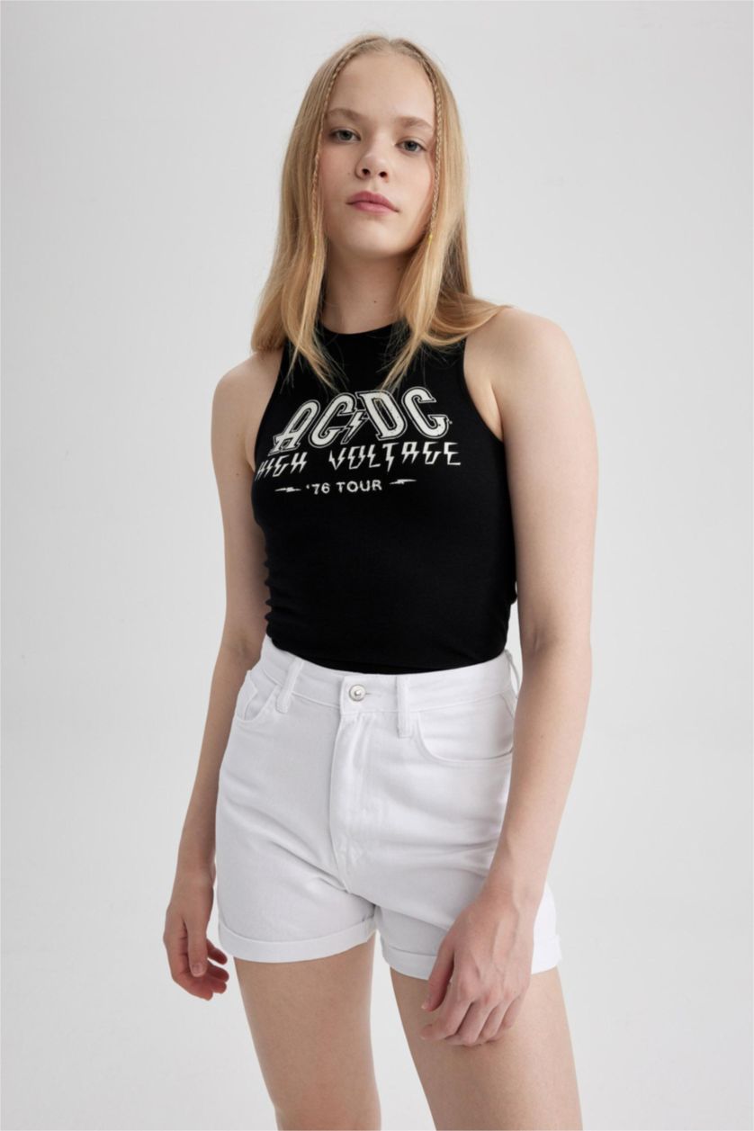 Жіночий Чорний Майка приталеного крою Nirvana з принтом Rıb для жінок