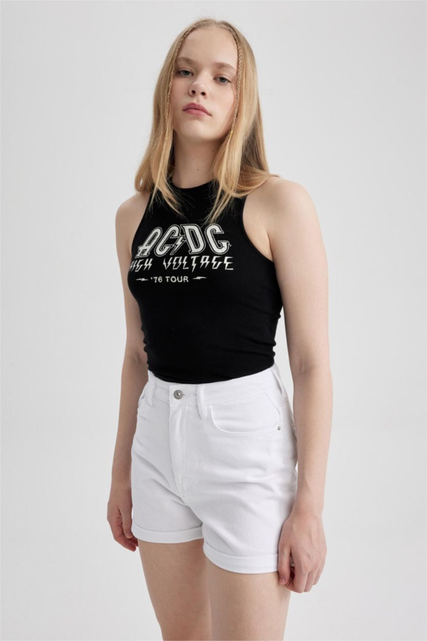 Жіночий Чорний Майка приталеного крою Nirvana з принтом Rıb для жінок