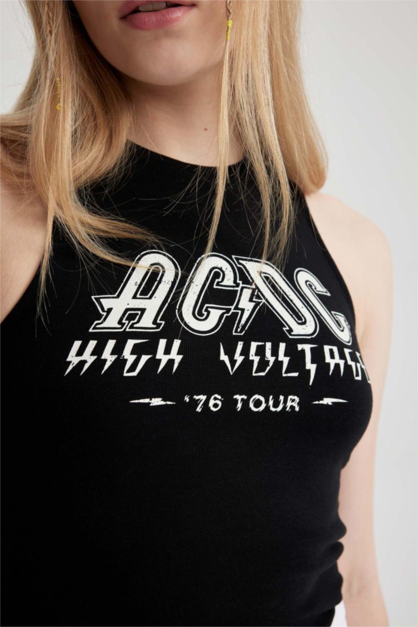 Жіночий Чорний Майка приталеного крою Nirvana з принтом Rıb для жінок