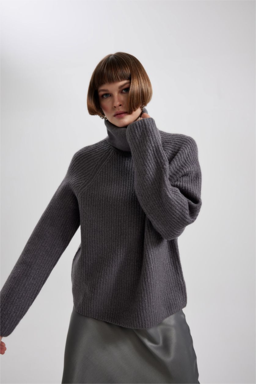 Женщины Антрацит Свитер свободного кроя на молнии