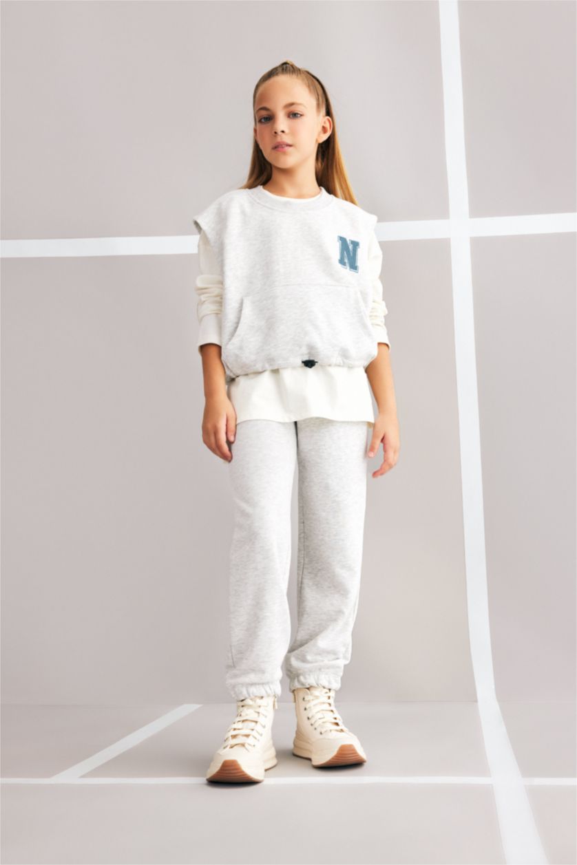 GIRLS & TEENS Grey Melange 3 piece Jogger Standard Fit Set