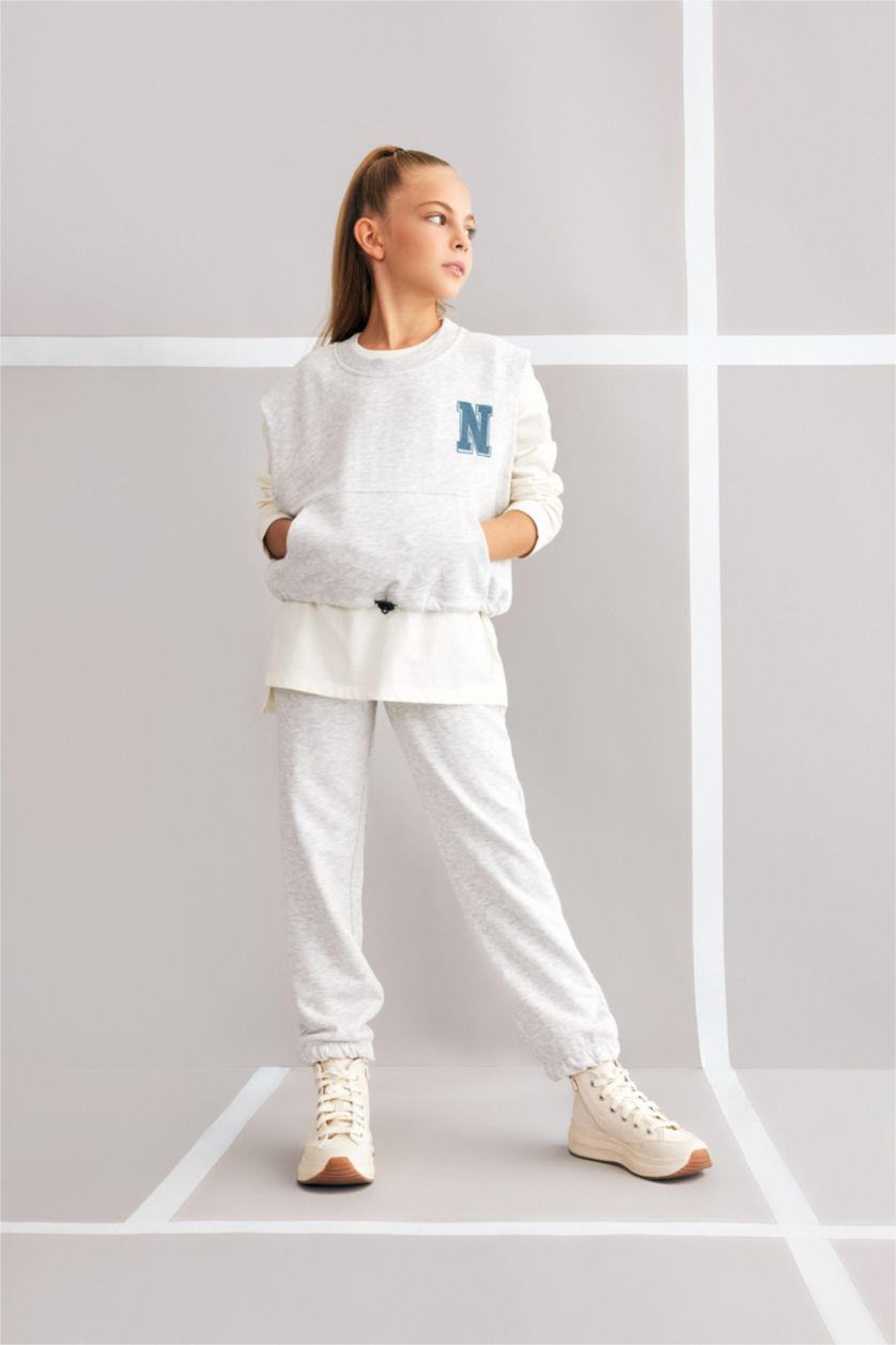 GIRLS & TEENS Grey Melange 3 piece Jogger Standard Fit Set