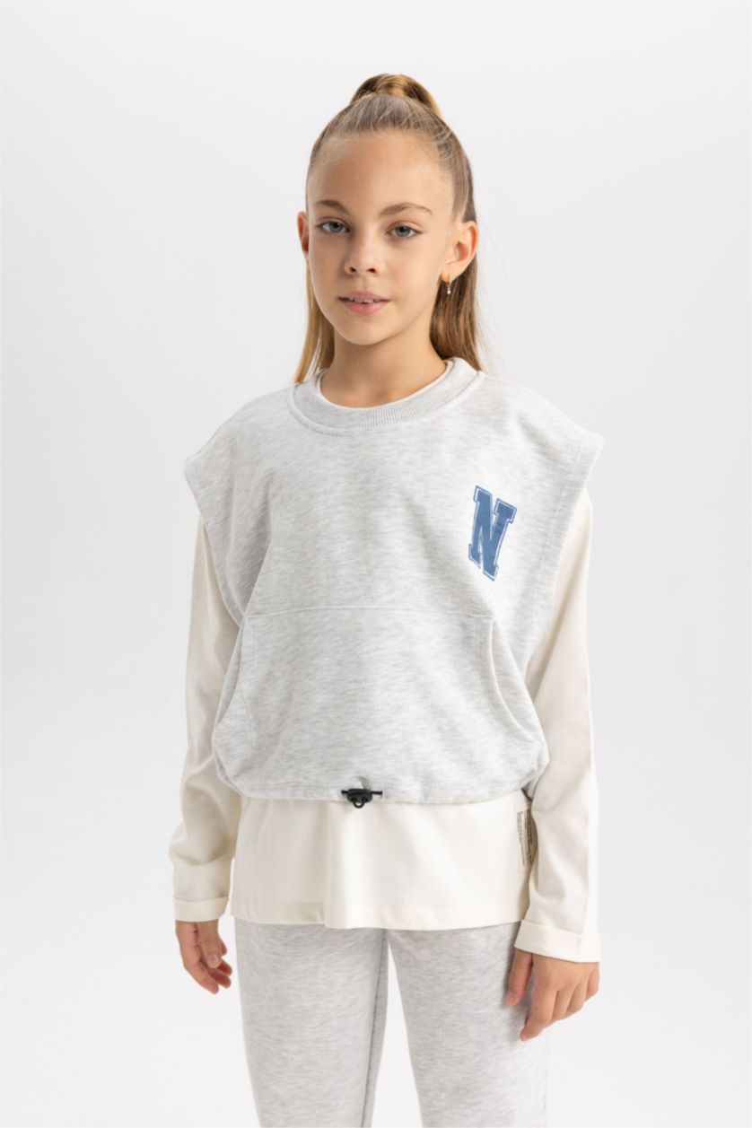 GIRLS & TEENS Grey Melange 3 piece Jogger Standard Fit Set