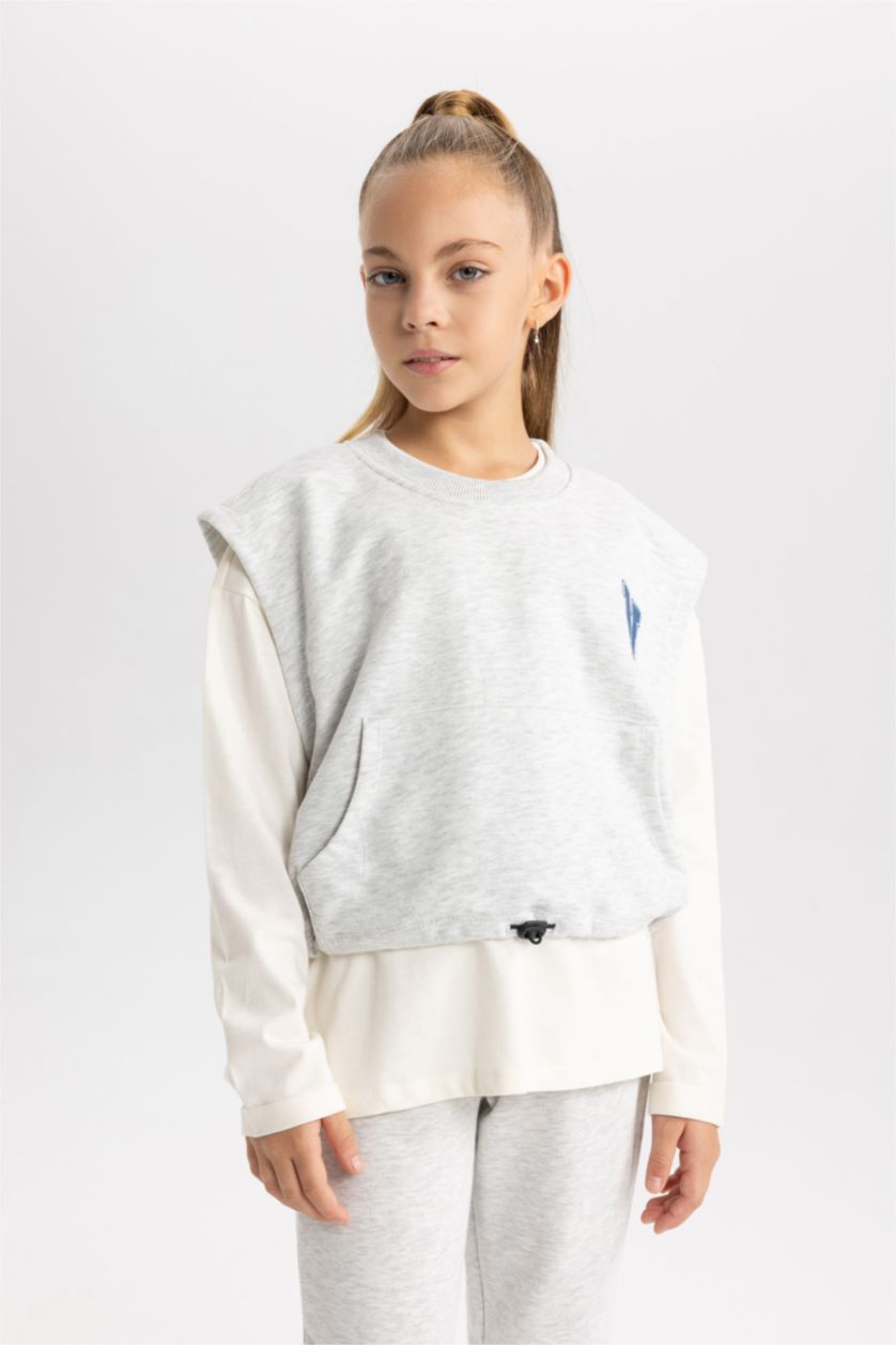 GIRLS & TEENS Grey Melange 3 piece Jogger Standard Fit Set