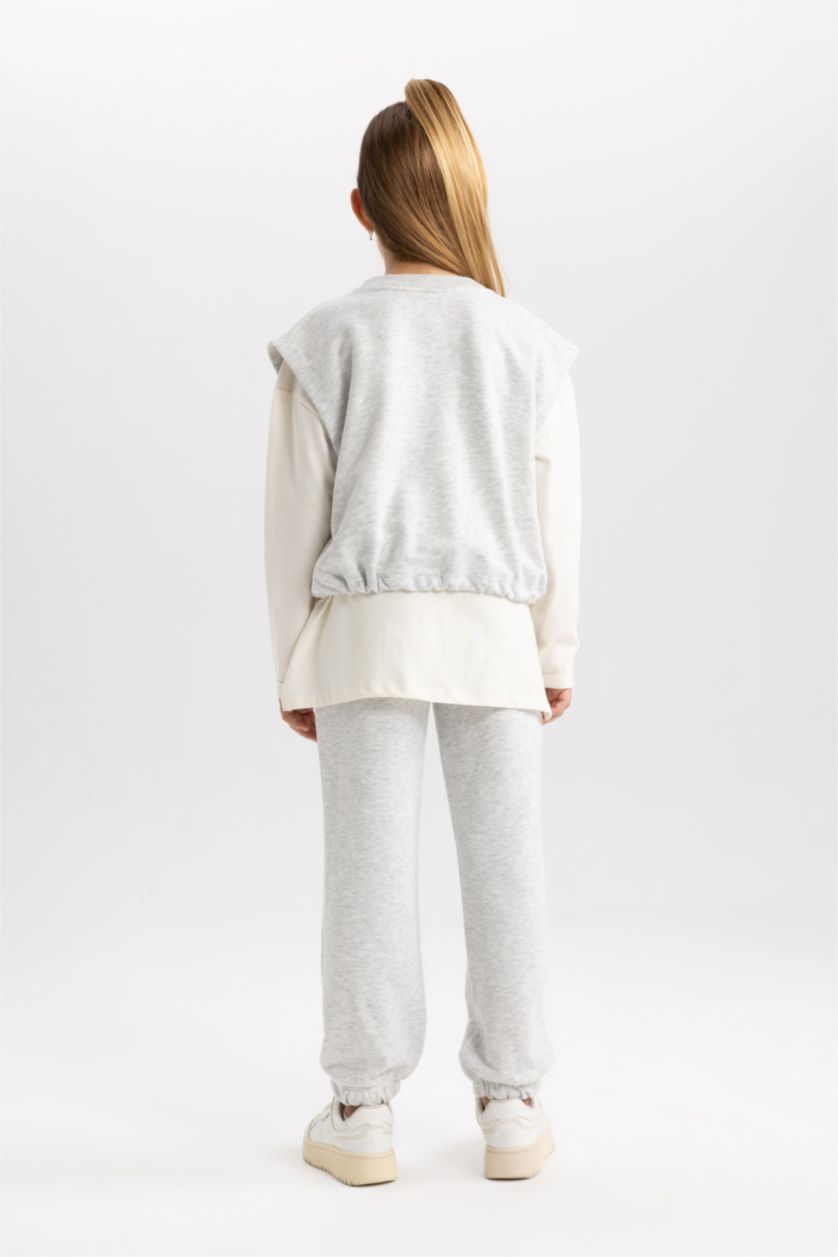 GIRLS & TEENS Grey Melange 3 piece Jogger Standard Fit Set