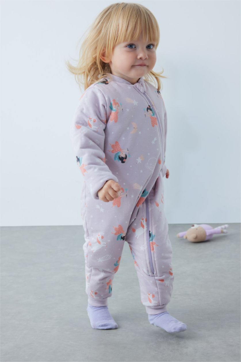 BABY GIRL Lilac Baby Girl Newborn Girl Printed Cotton Jumpsuit