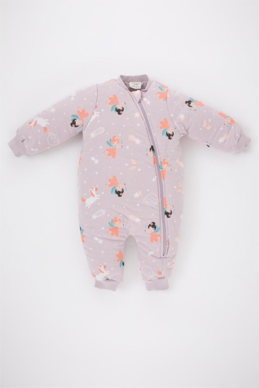 BABY GIRL Lilac Baby Girl Newborn Girl Printed Cotton Jumpsuit