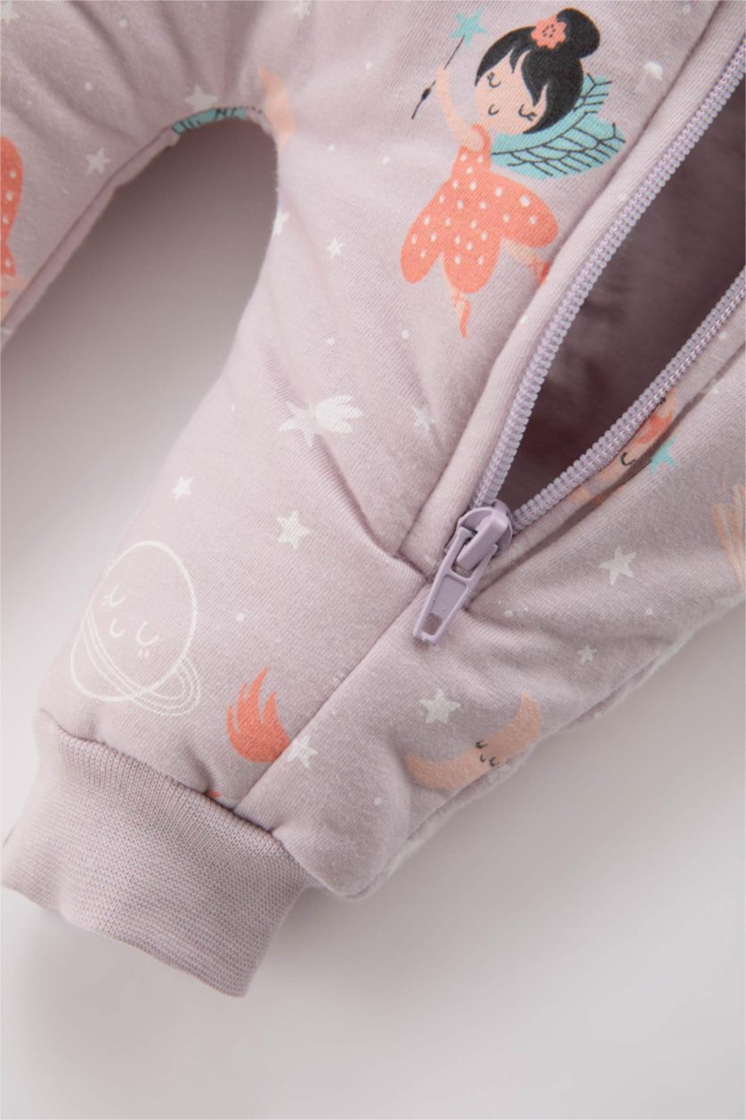 BABY GIRL Lilac Baby Girl Newborn Girl Printed Cotton Jumpsuit