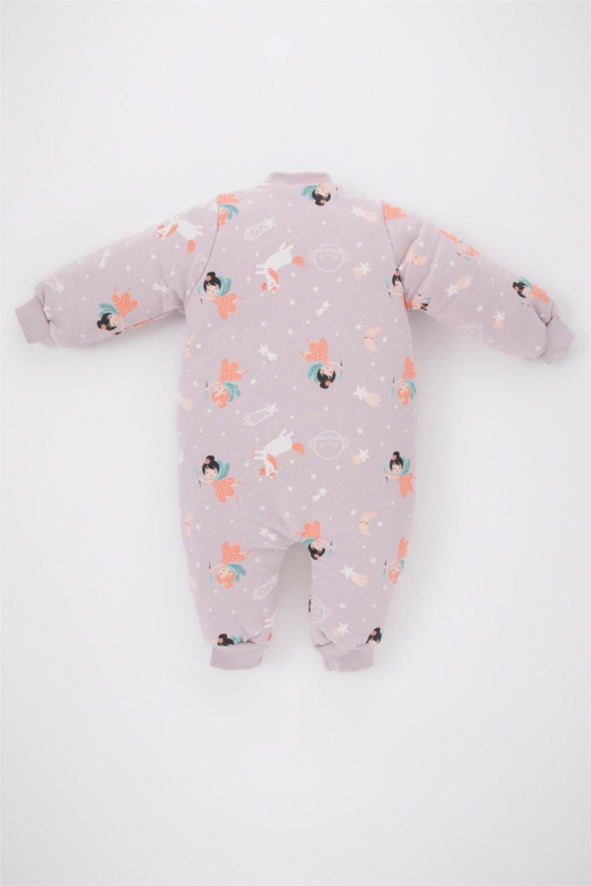 BABY GIRL Lilac Baby Girl Newborn Girl Printed Cotton Jumpsuit