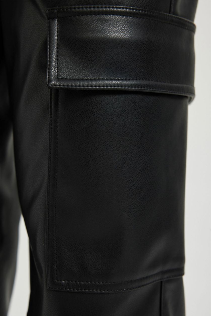 FEMME Noir Pantalon Cargo Coupe Droite