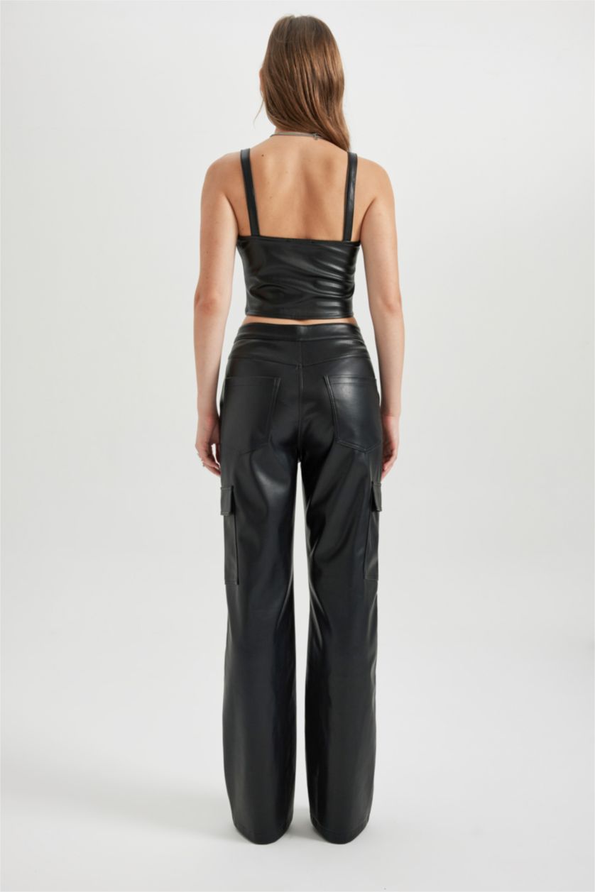 FEMME Noir Pantalon Cargo Coupe Droite