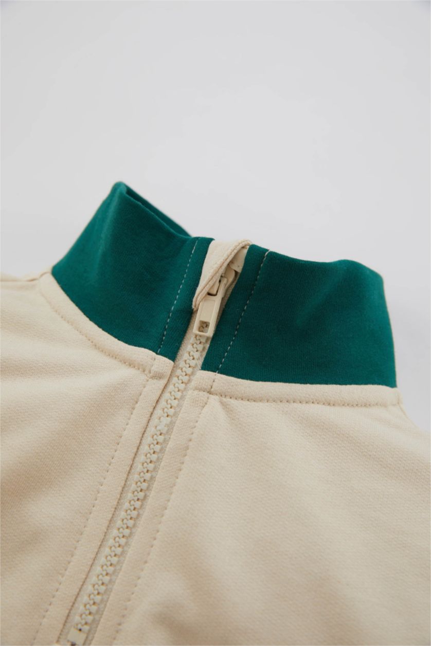 BABY BOY Beige 2 piece Regular Fit High Neck Printed Set