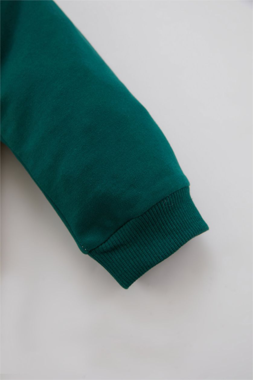 BABY BOY Beige 2 piece Regular Fit High Neck Printed Set