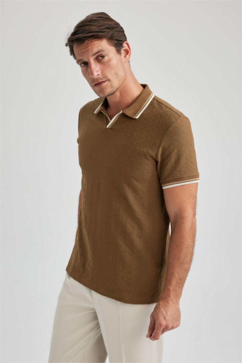HOMME Marron T-Shirt Polo Coupe Moderne