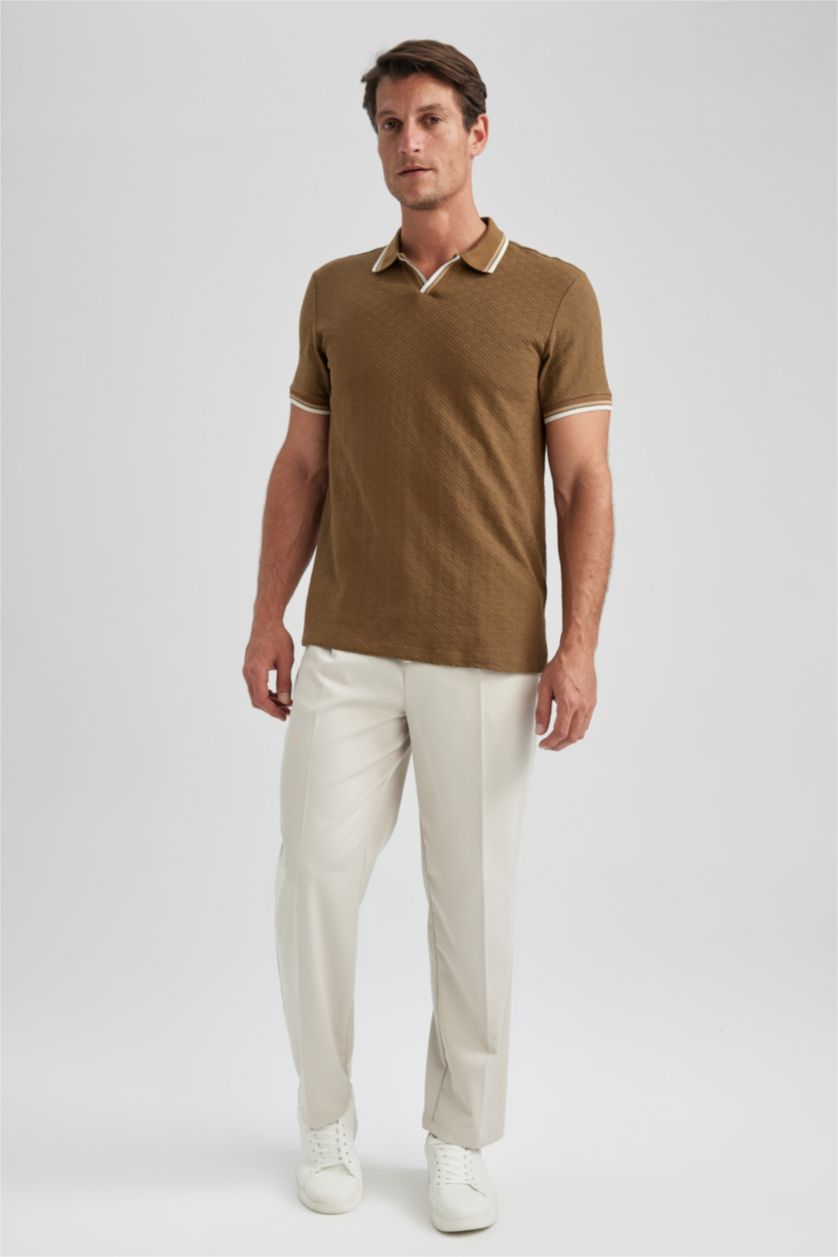 HOMME Marron T-Shirt Polo Coupe Moderne