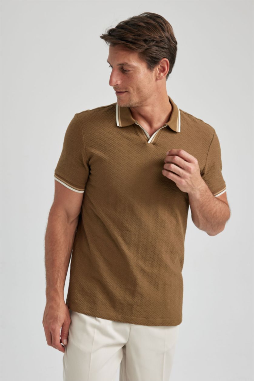 HOMME Marron T-Shirt Polo Coupe Moderne