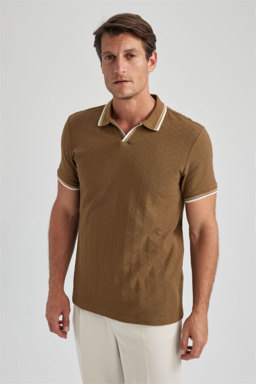 HOMME Marron T-Shirt Polo Coupe Moderne
