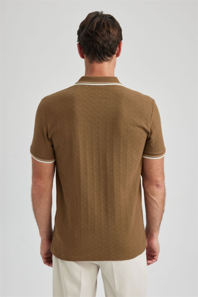 HOMME Marron T-Shirt Polo Coupe Moderne