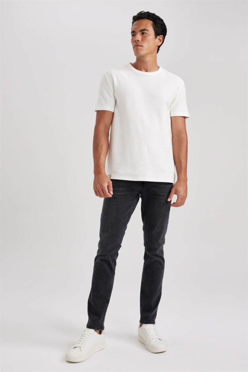 Erkek Siyah Pedro Slim Fit Dar Kalıp Normal Bel Dar Paça Jean Pantolon