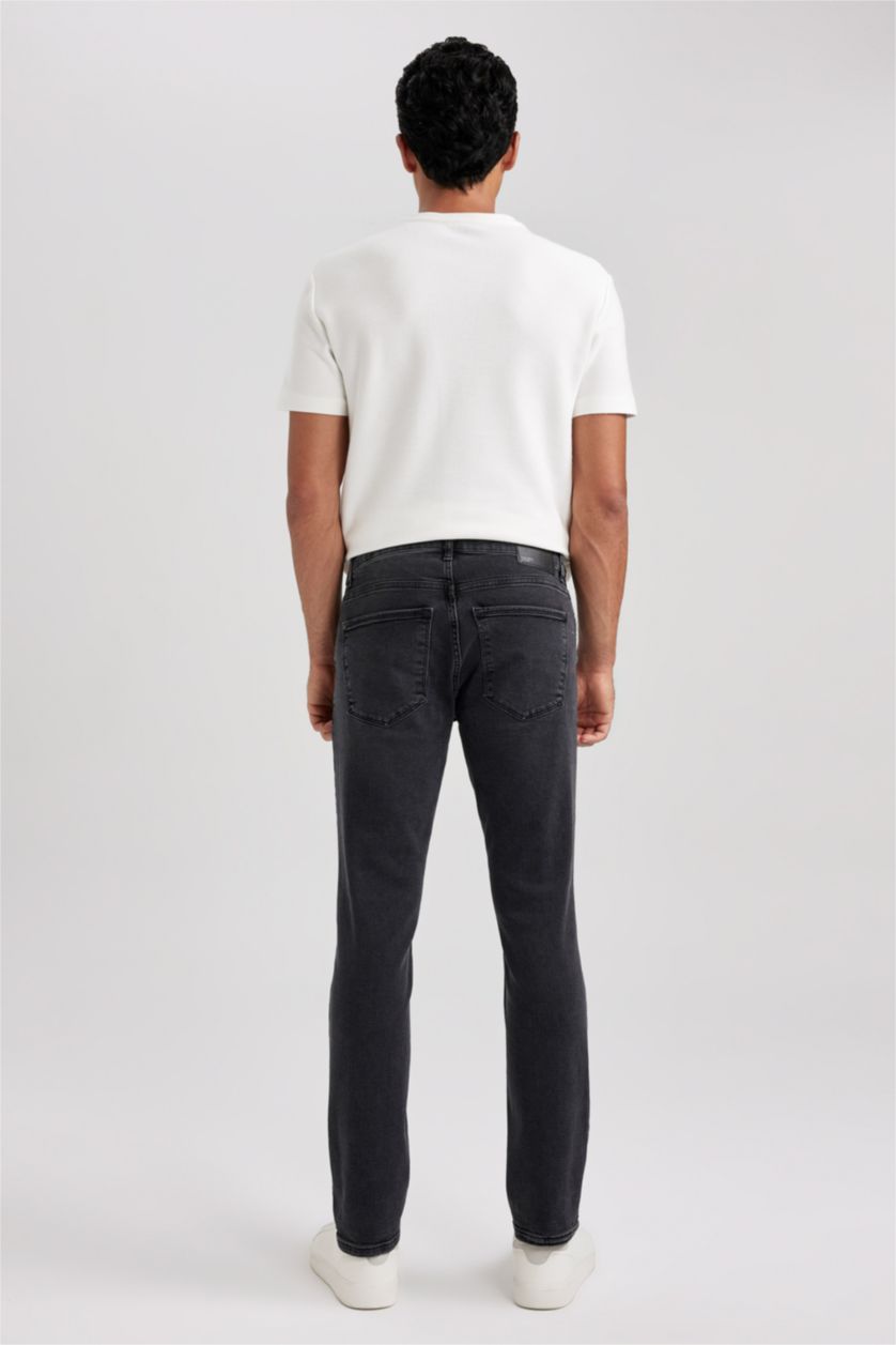 Erkek Siyah Pedro Slim Fit Dar Kalıp Normal Bel Dar Paça Jean Pantolon