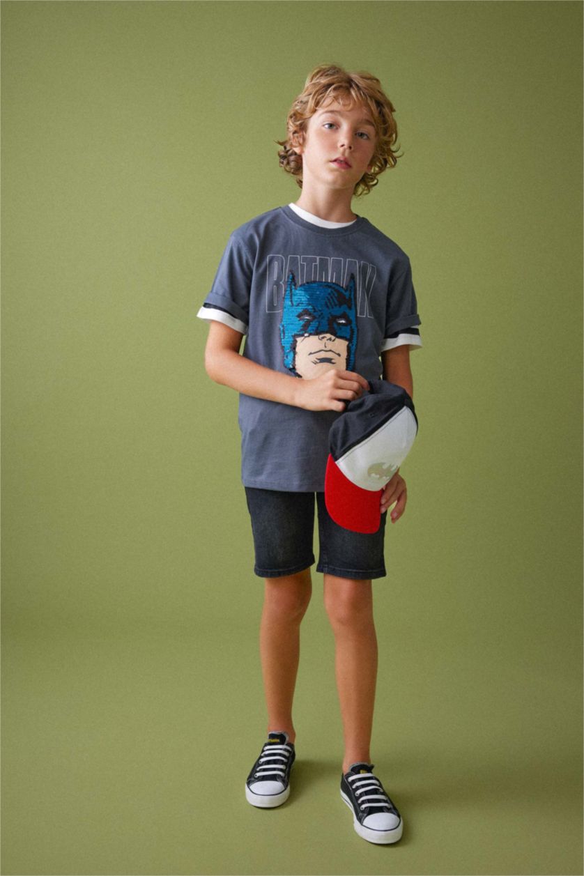 أولاد أنثرا تي شيرت جيرسي اولادي بقصة عادية بياقة مستديرة من باتمان