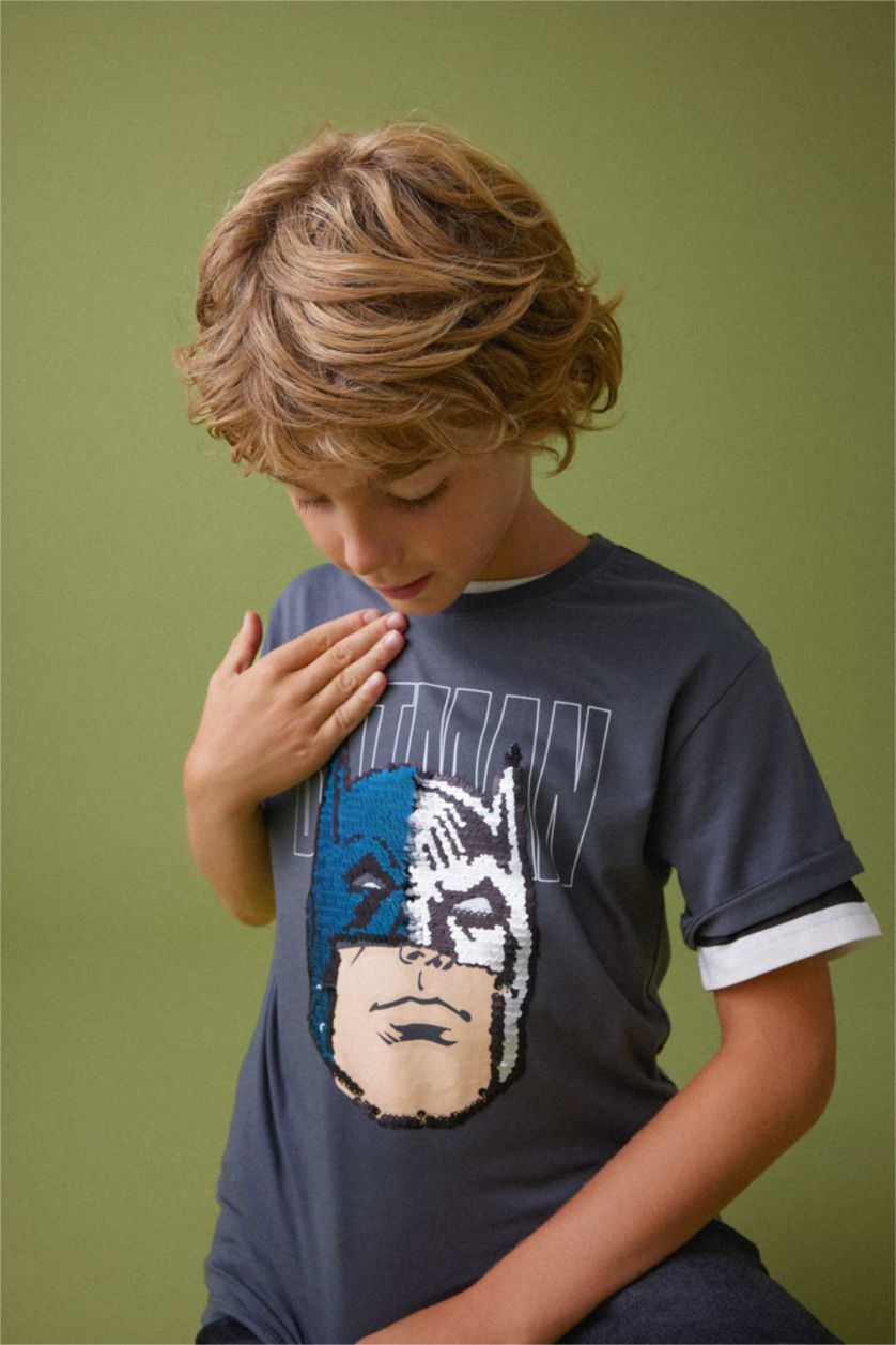 أولاد أنثرا تي شيرت جيرسي اولادي بقصة عادية بياقة مستديرة من باتمان