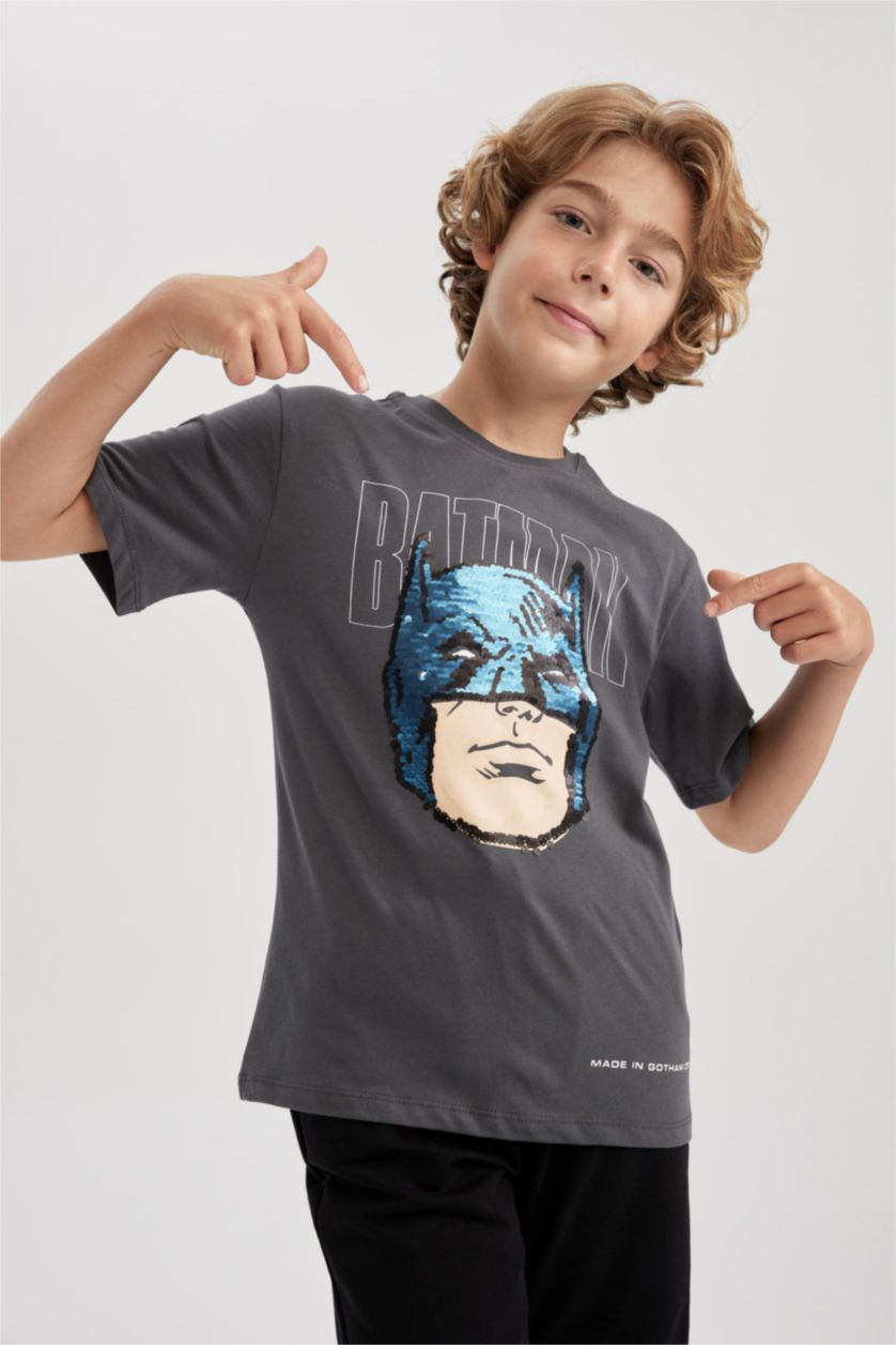 أولاد أنثرا تي شيرت جيرسي اولادي بقصة عادية بياقة مستديرة من باتمان