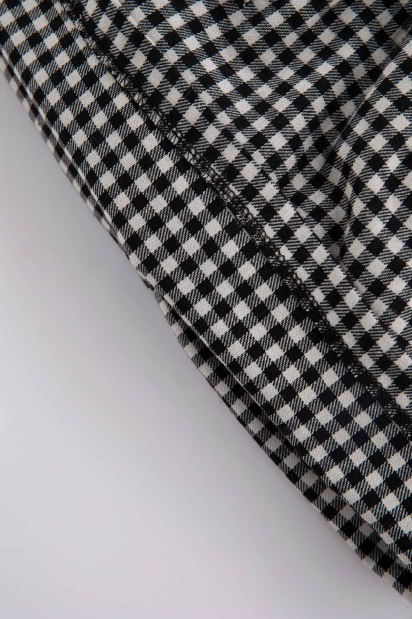 طفلة صغيرة أسود قميص كم طويل بيبي بناتي كاروهات فلانيل قصة عادية بياقة مستديرة