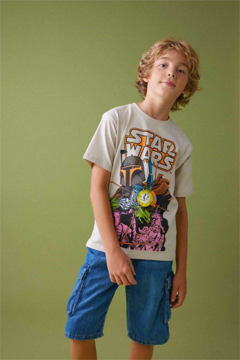 GARÇONS Beige T-Shirt Coupe Régulière Star Wars À Manches Courtes