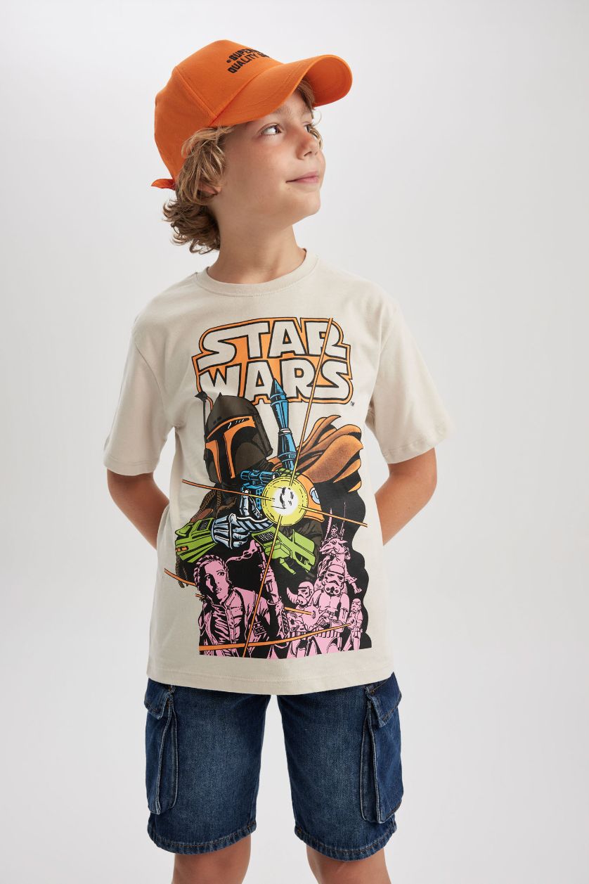 GARÇONS Beige T-Shirt Coupe Régulière Star Wars À Manches Courtes