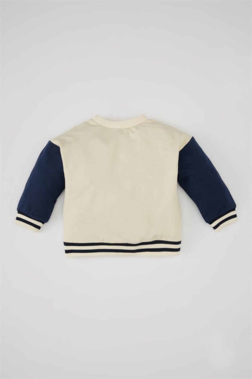 BÉBÉ GARÇON Beige Clair Sweatshirt Col Montant avec Motif Mickey et Minnie de Disney Pour Bébé Garçon