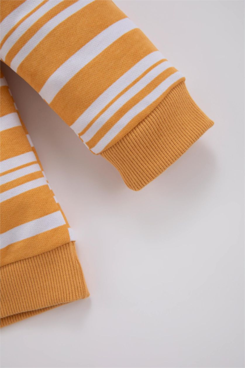 BABY BOY White Regular Fit Striped Crew Neck Sweatshirt