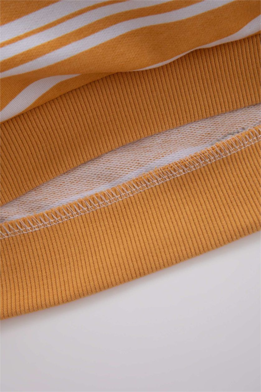 BABY BOY White Regular Fit Striped Crew Neck Sweatshirt