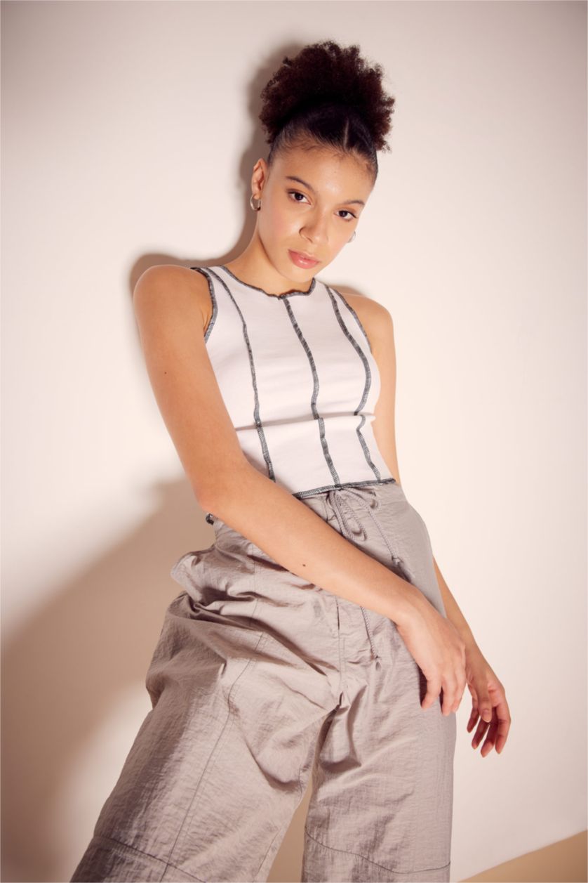 Woman White Cool Fitted Rib Undershirt