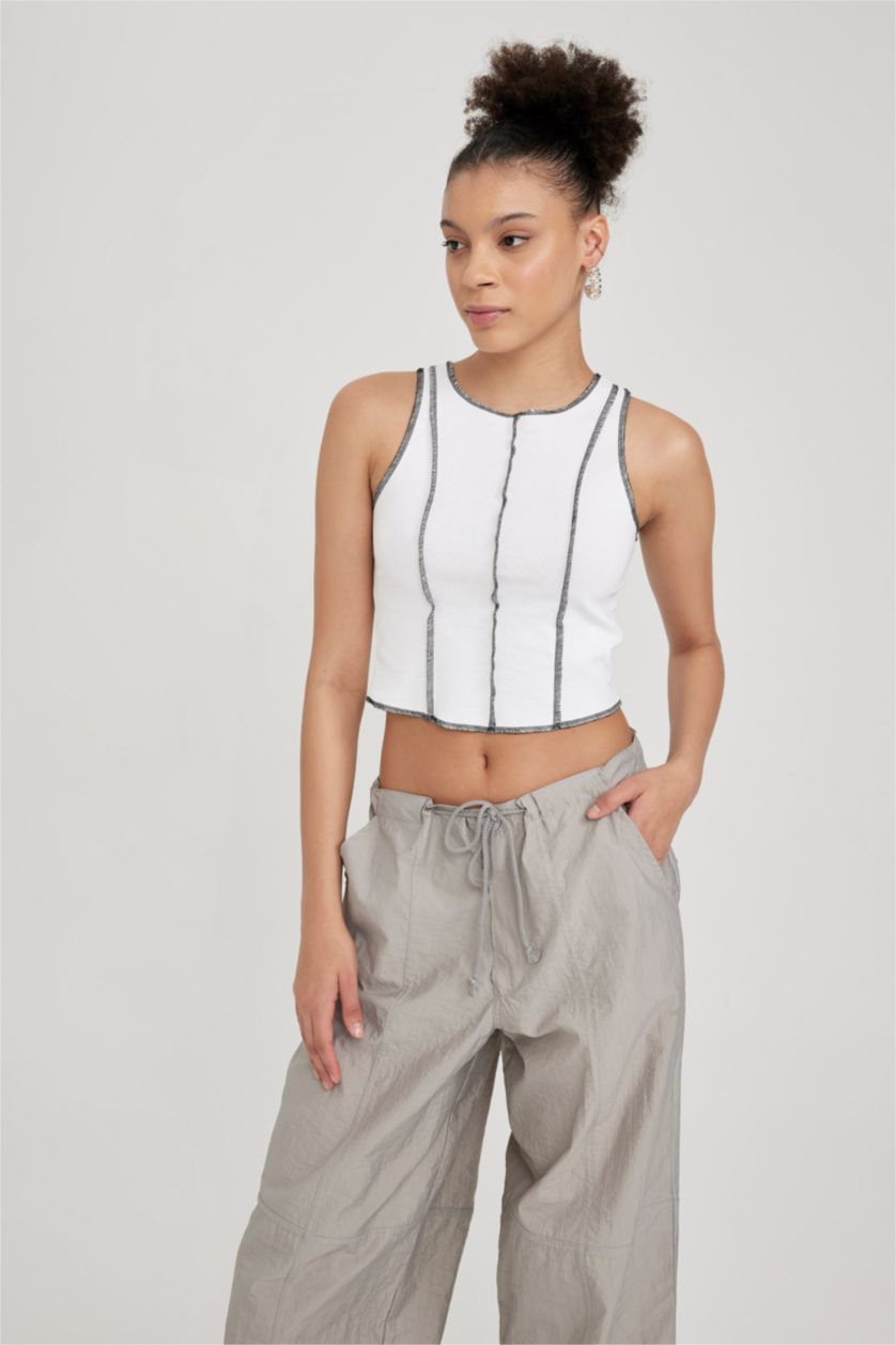 Woman White Cool Fitted Rib Undershirt