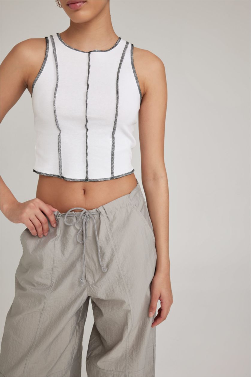 Woman White Cool Fitted Rib Undershirt